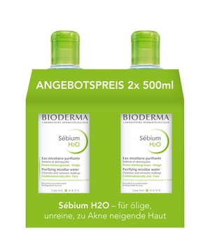 Bioderma Sébium H2O - Woda micelarna przeciw zanieczyszczeniom do skóry tłustej i trądzikowej, delikatnie oczyszczająca - duo pack Płyn do demakijażu 1000 ml